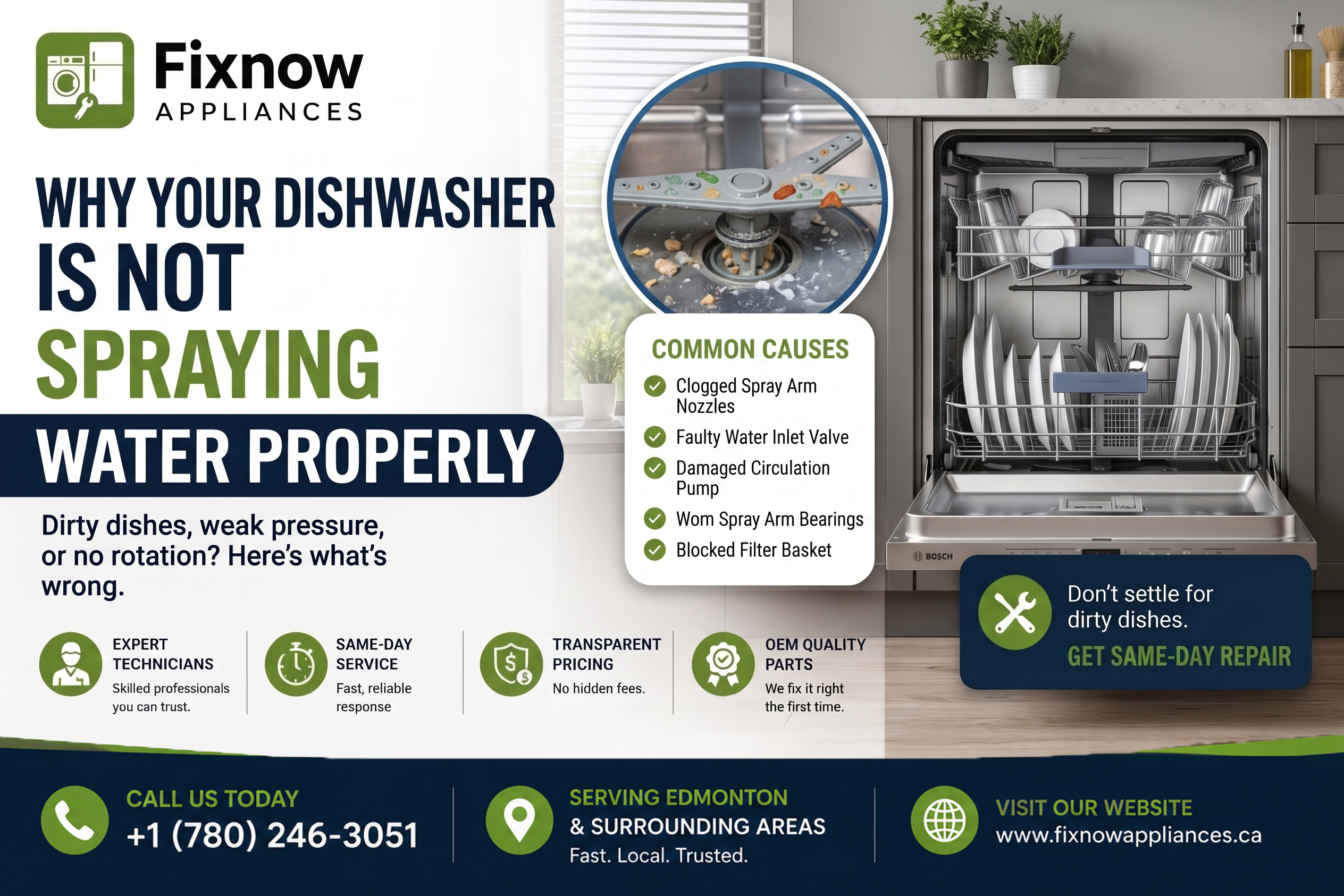 Dishwasher Not Spraying Water Properly? Causes and Solutions | FixNow Appliances